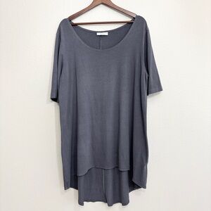 Bryn Walker Tunic Top Slate Gray Women Size XL Short Sleeve
